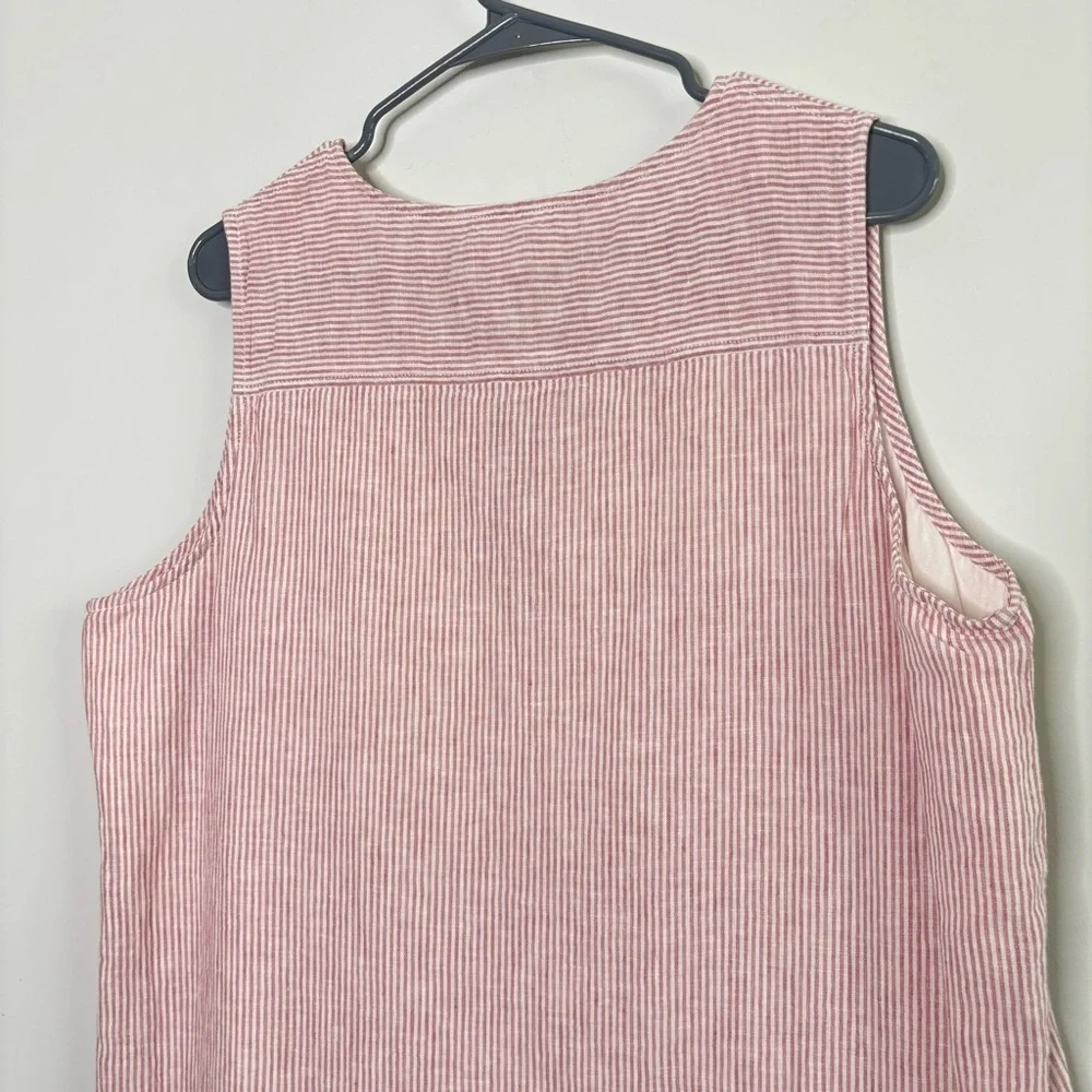 BeachLunchLounge Pink Striped Seersucker XL Linen Cotton Shift Dress Preppy - Picture 8 of 9